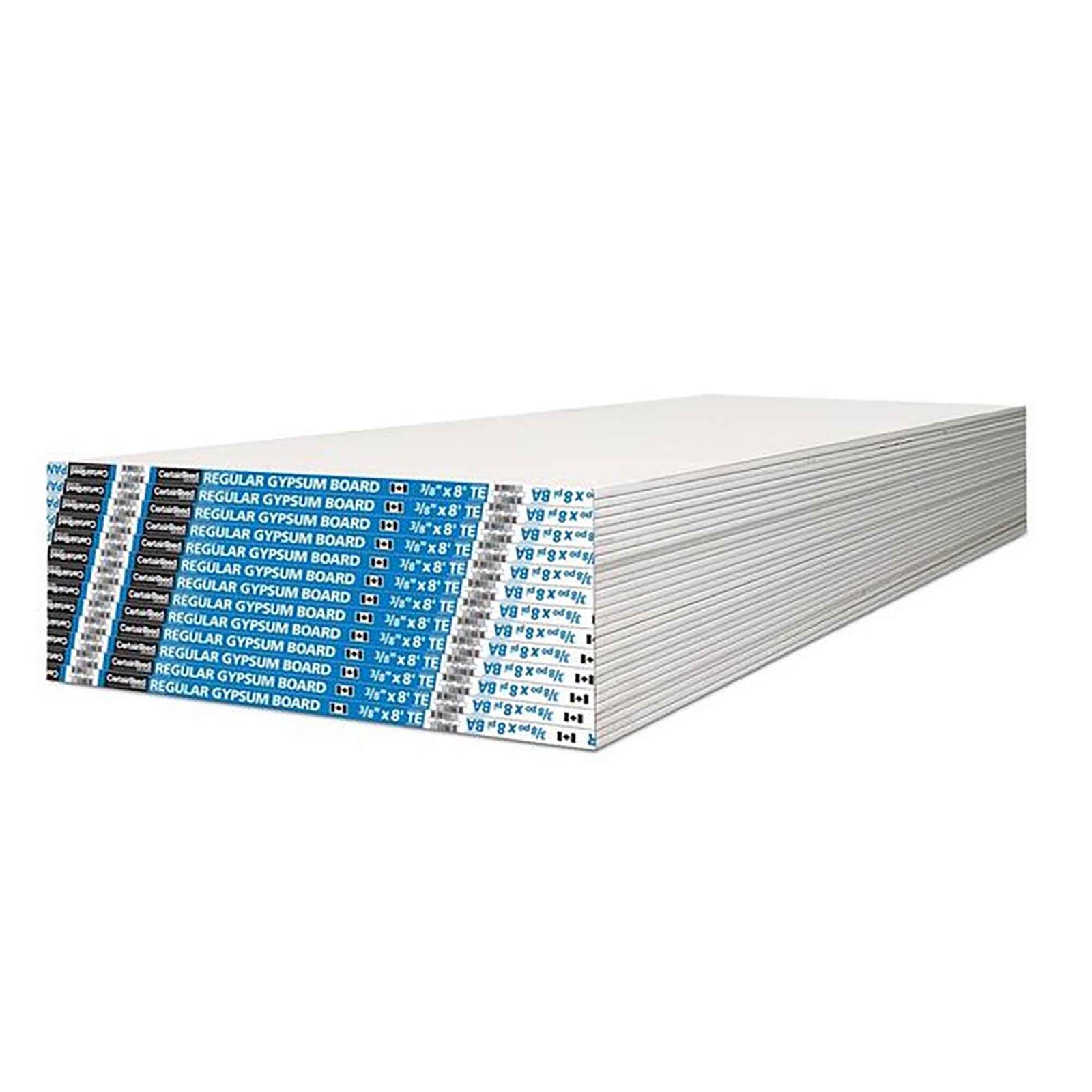Panneau de gypse régulier pour murs et plafonds, 3/8" x 4' x 8'