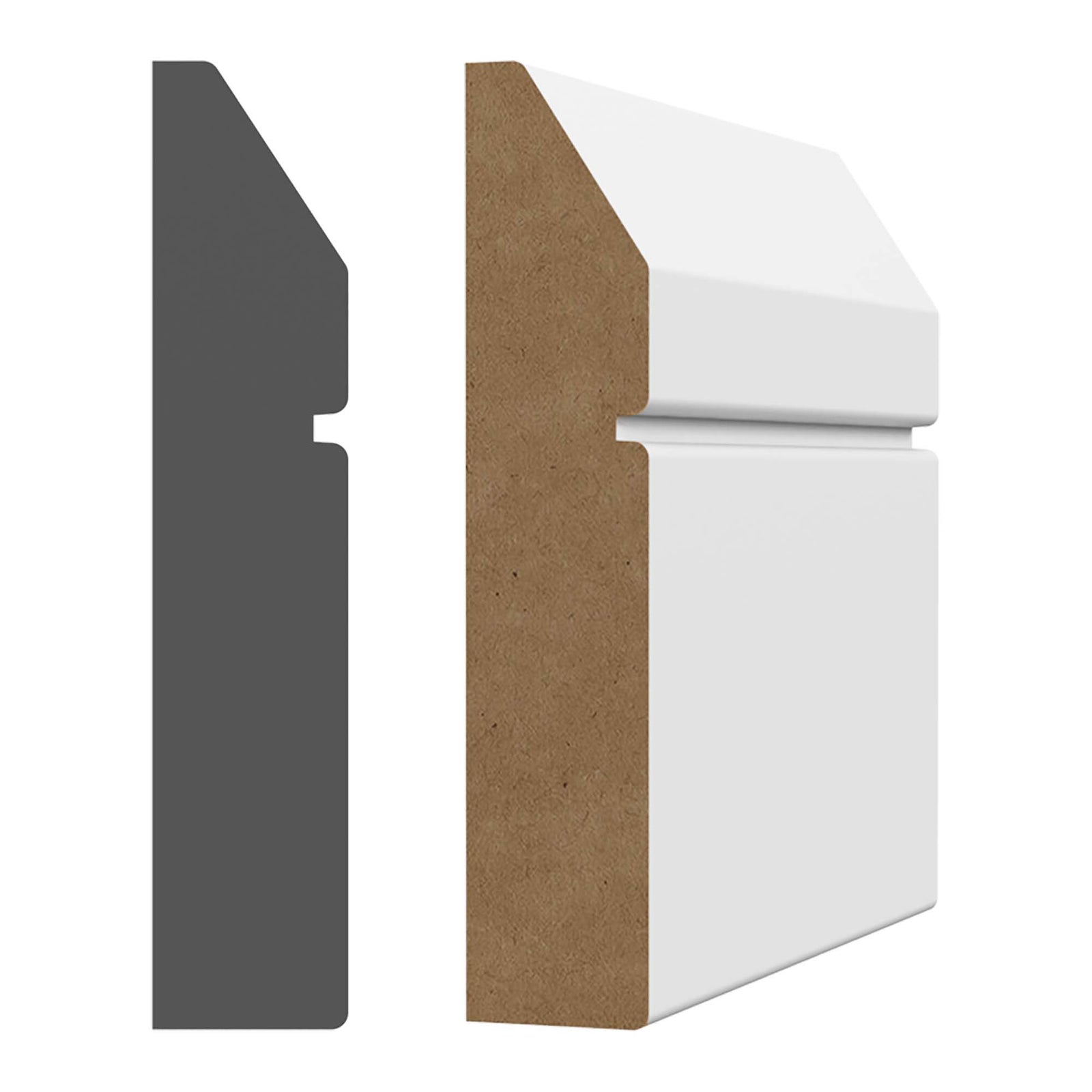 Cadrage en MDF avec apprêt blanc 3/4'' x 3-1/2'' x 8'