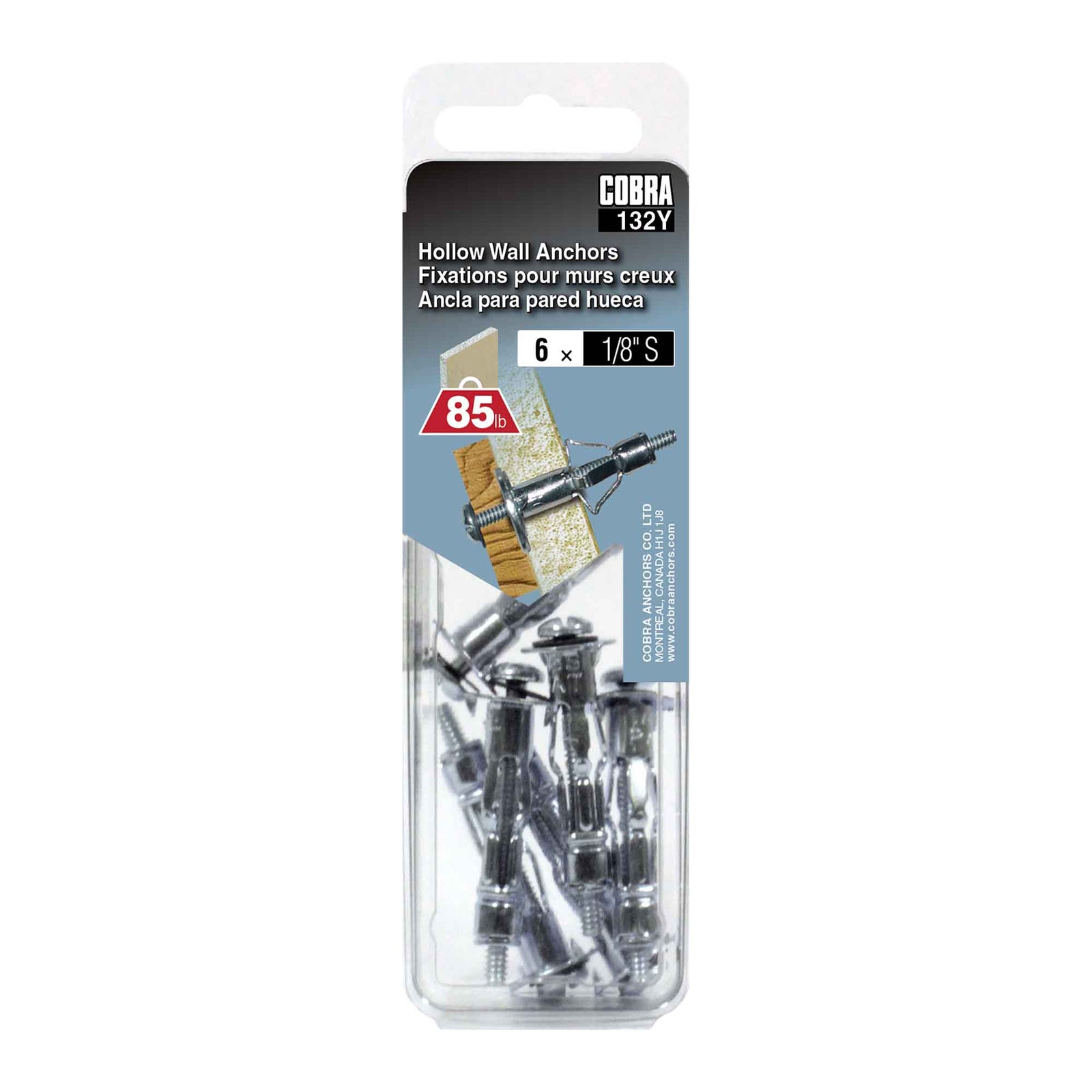 Fixation en acier pour mur creux de 1/8" (S), 6 unités