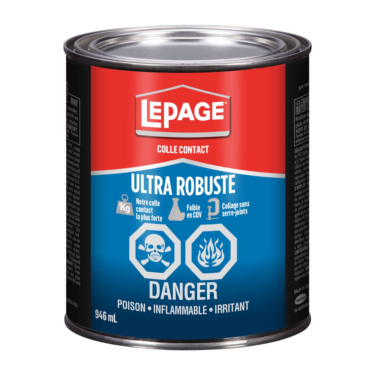Colle contact ultra robuste faible en COV, 946 ml