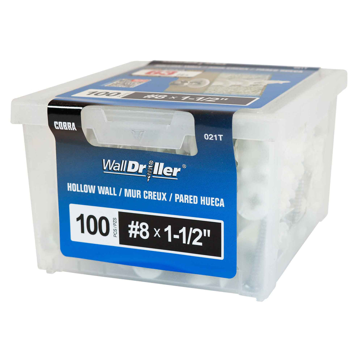 Ancrage en nylon pour mur creux WallDriller #8 x 1-1/2", 100 unités