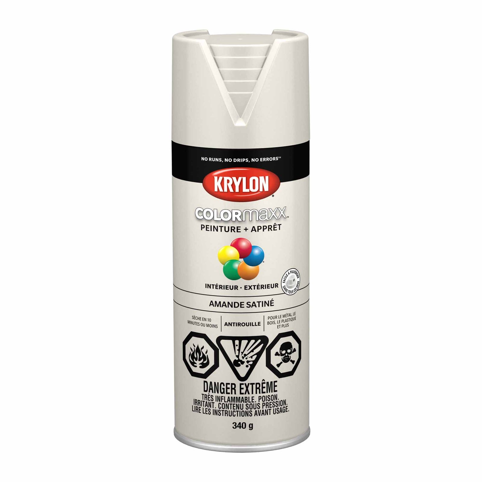 Krylon aérosol COLORMAXX peinture + apprêt amande satiné, 340 g
