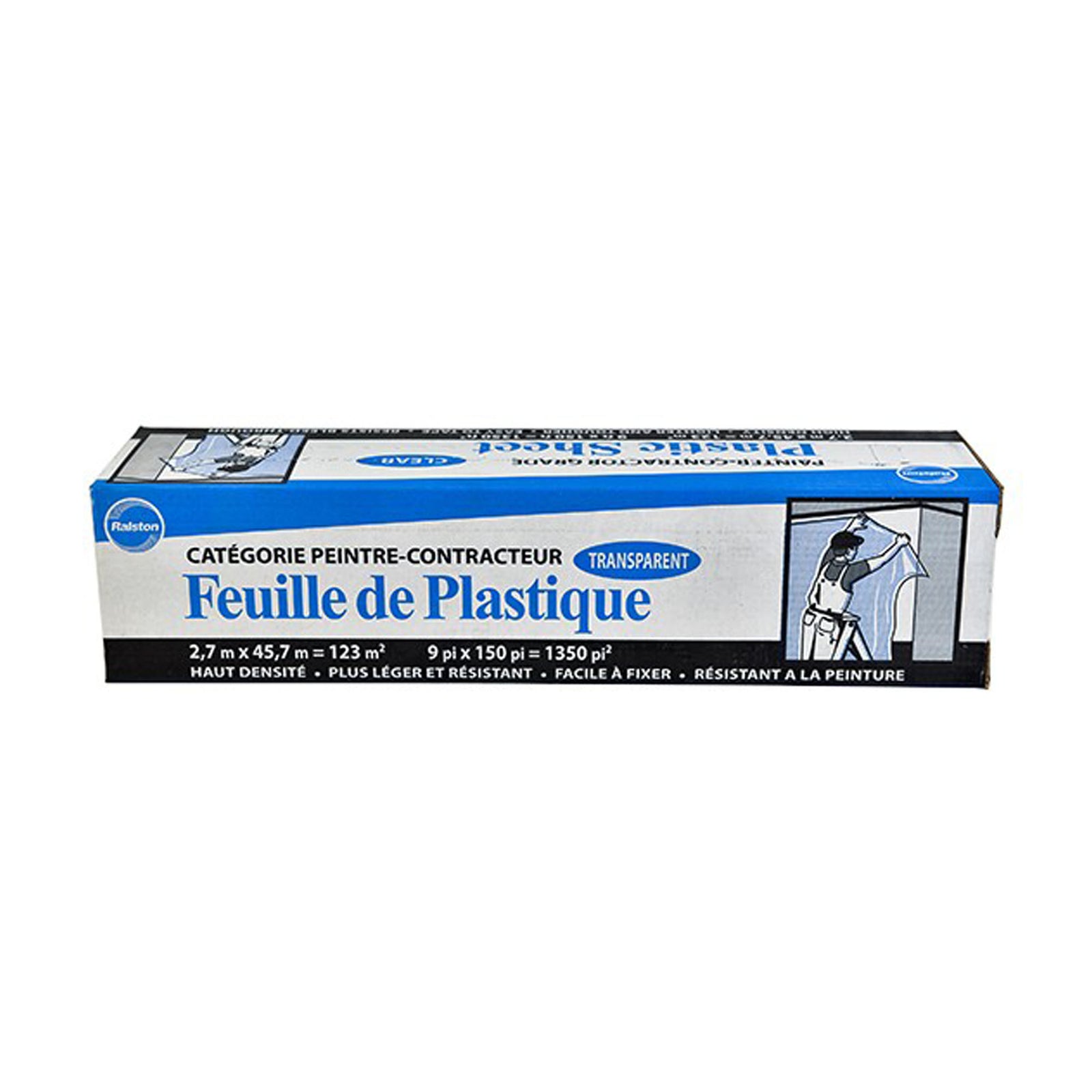 Rouleau de plastique transparent à haute densité, 9' x 150'