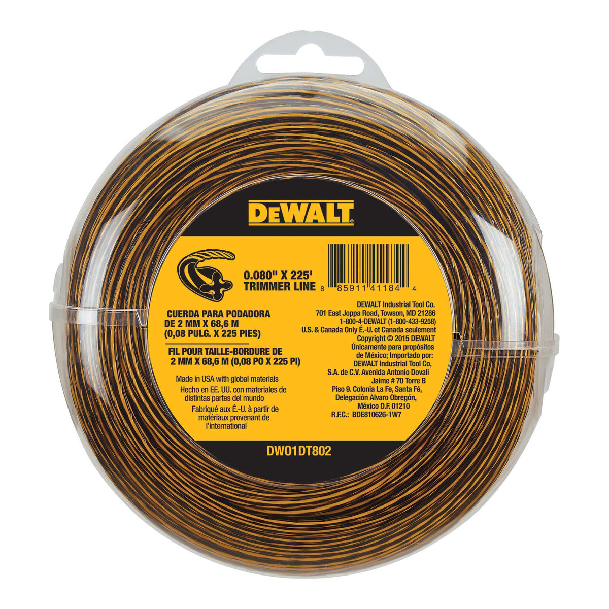 Fil de remplacement pour coupe-bordure Dewalt 0,080 po x 225'