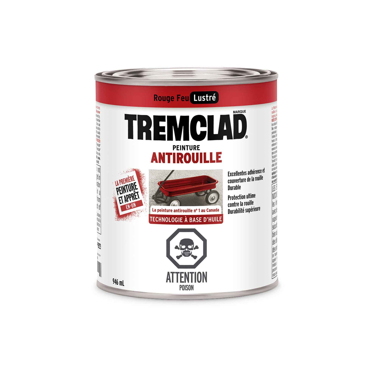 Tremclad peinture antirouille à base d'huile rouge feu lustré, 946 ml