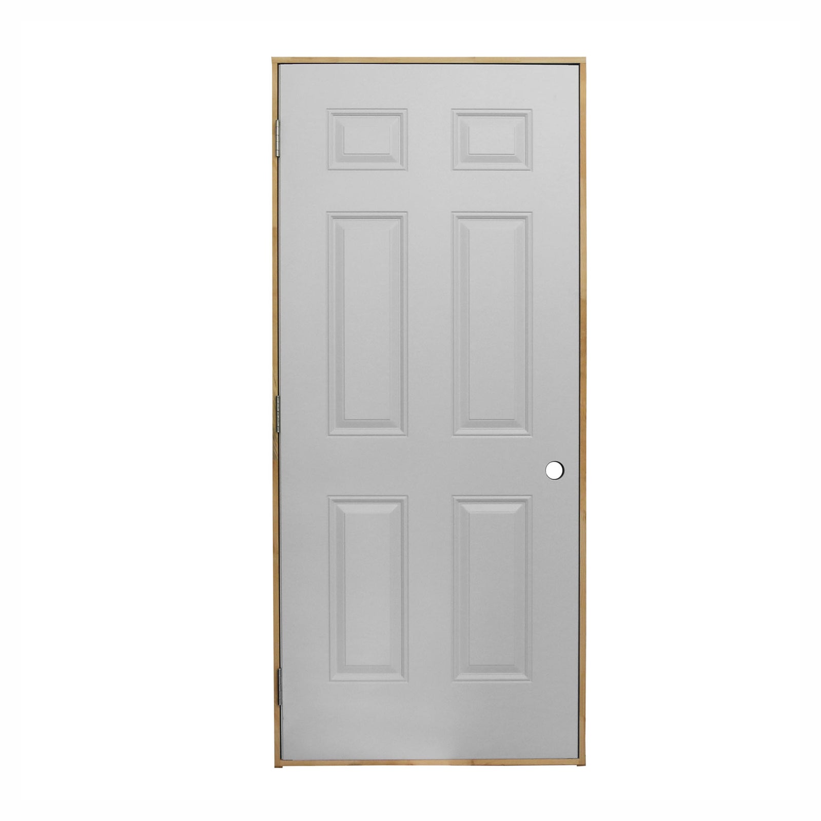 Porte de cabanon en acier avec penture à gauche et cadre, 36" x 4-9/16"