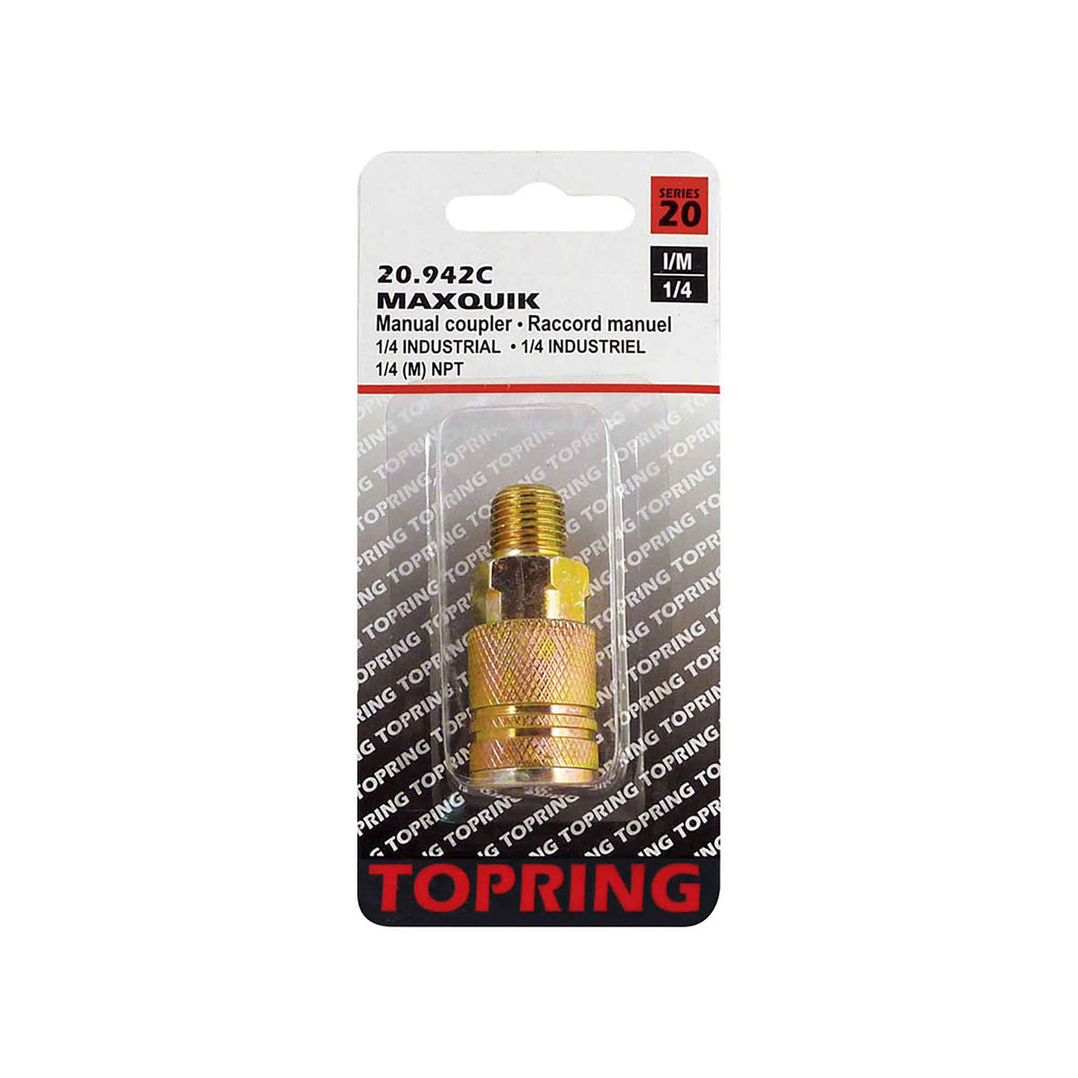Raccord rapide de 1/4 industriel en acier, 1/4 (M) NPT