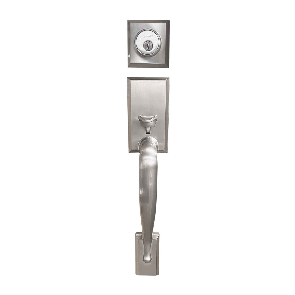 Ensemble de poignées de porte avec poignée d'intérieur à levier, nickel satiné
