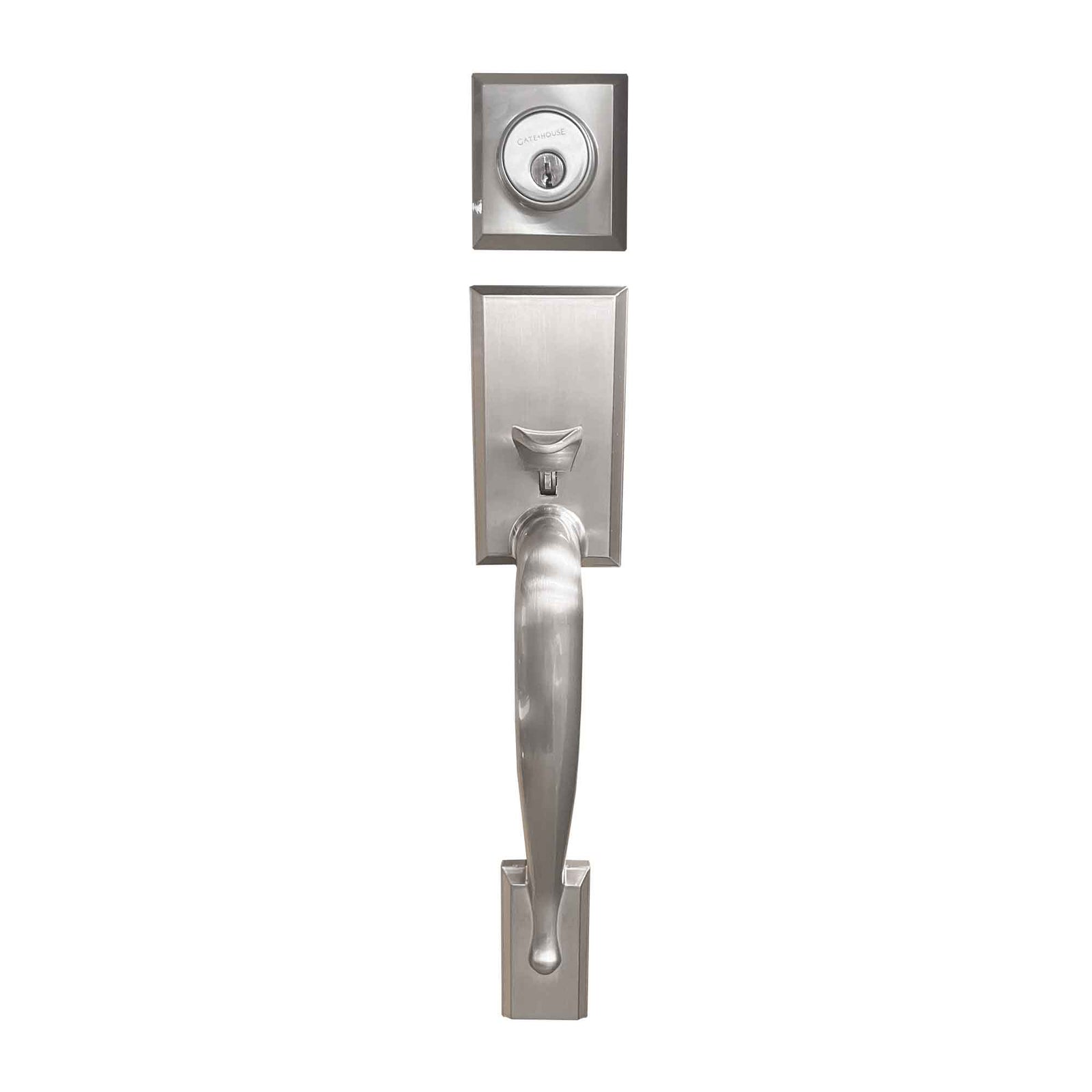 Ensemble de poignées de porte avec poignée d'intérieur à levier, nickel satiné