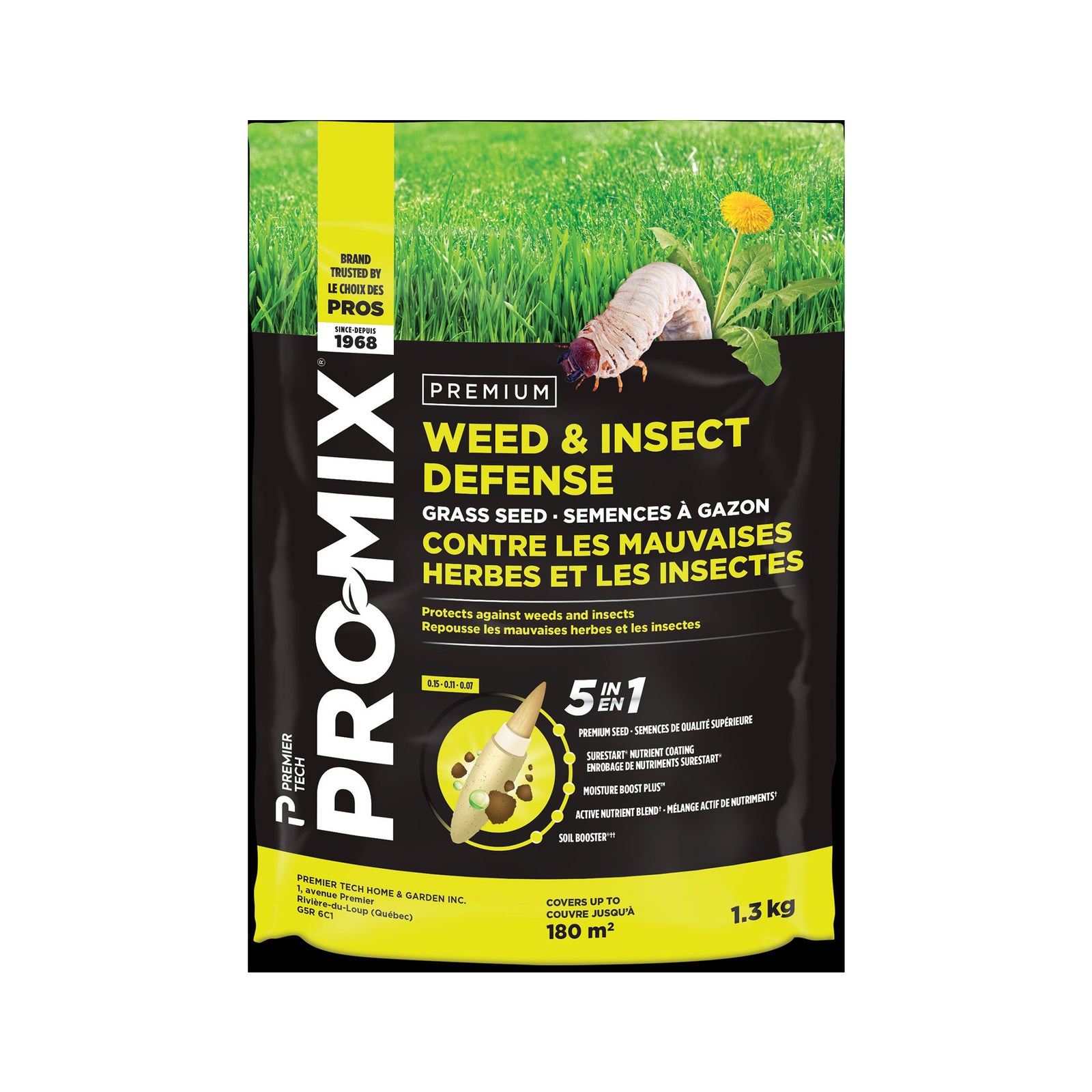 Semences à gazon 5 en 1 contre les mauvaises herbes et les insectes, 1,3 kg