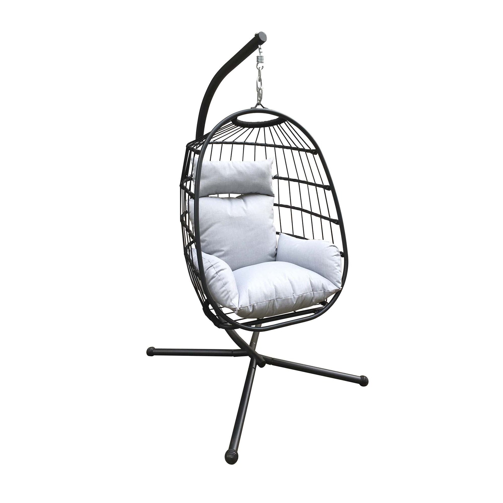 Chaise suspendue SANTIAGO de style panier, coussin gris