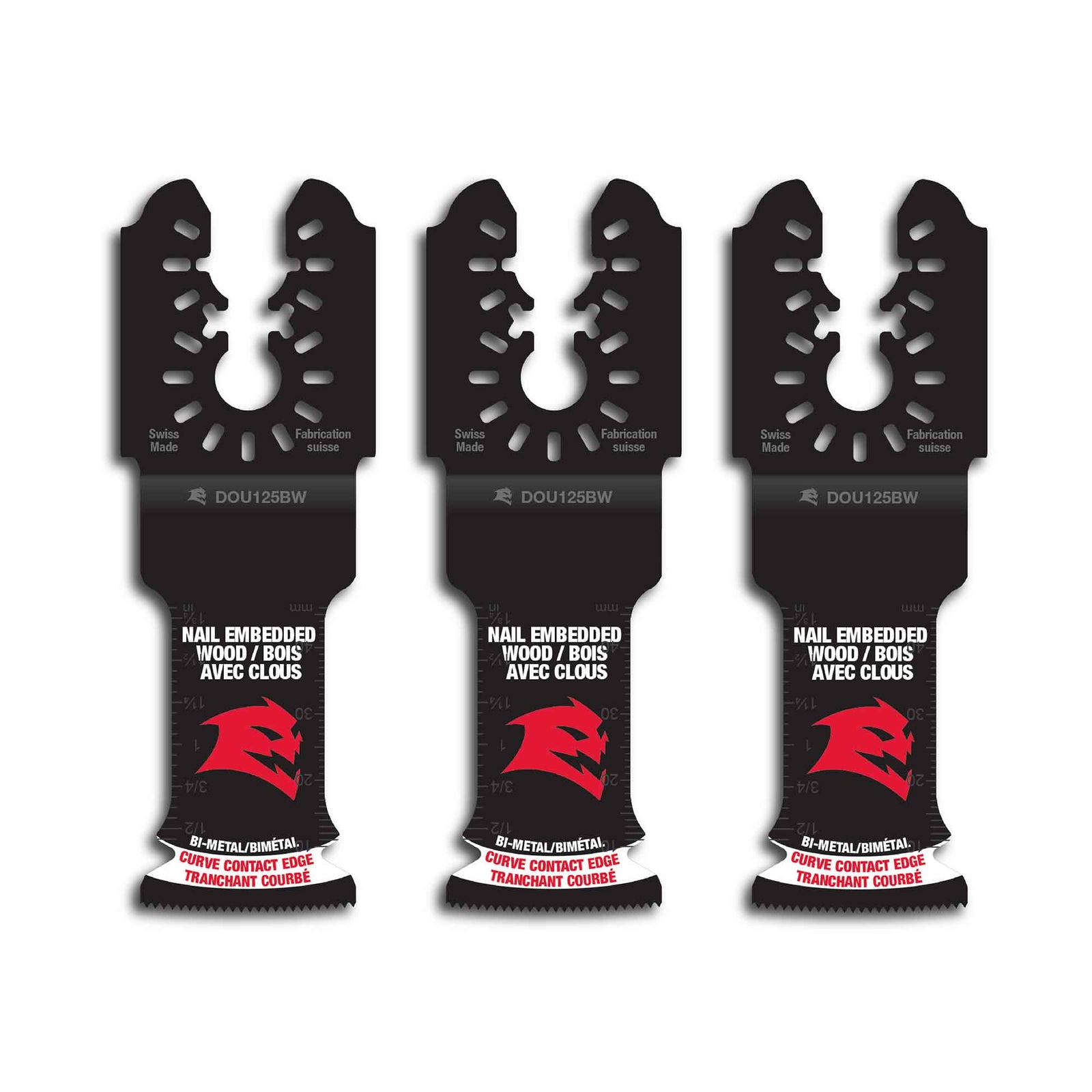 Lame oscillante bimétallique universelle de 1-1/4" pour le bois incrusté de clous, 3 unités