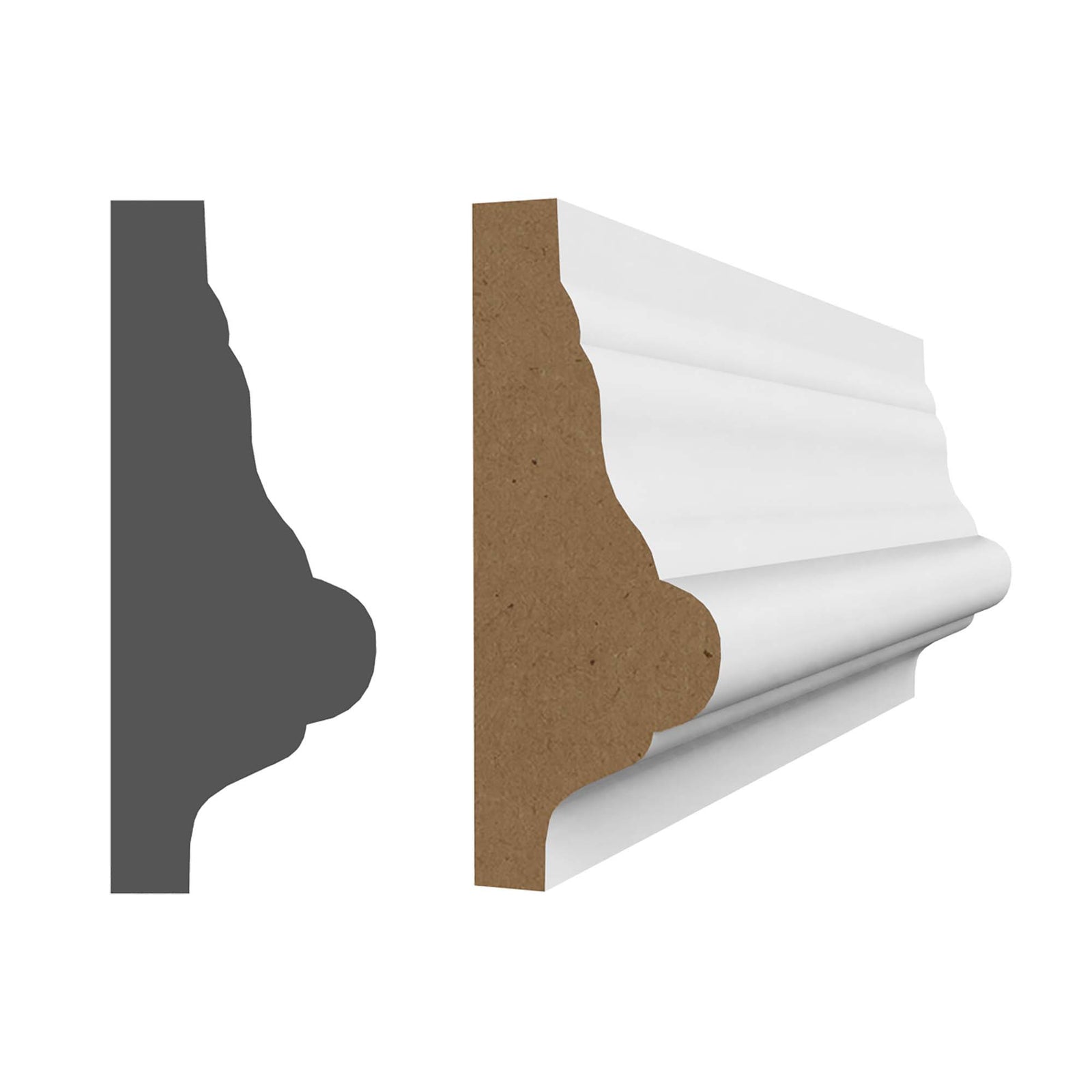 Cimaise en MDF avec apprêt blanc 5/8'' x 1-5/8'' x 8'