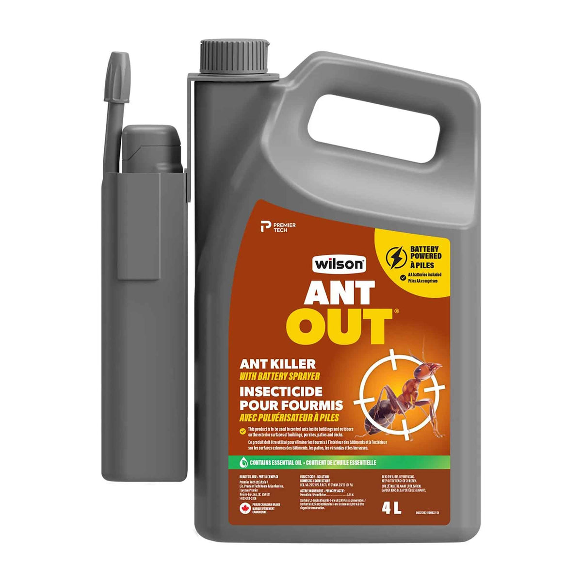 Insecticide pour fourmis Ant-Out avec lance de pulvérisation à piles, 4 L