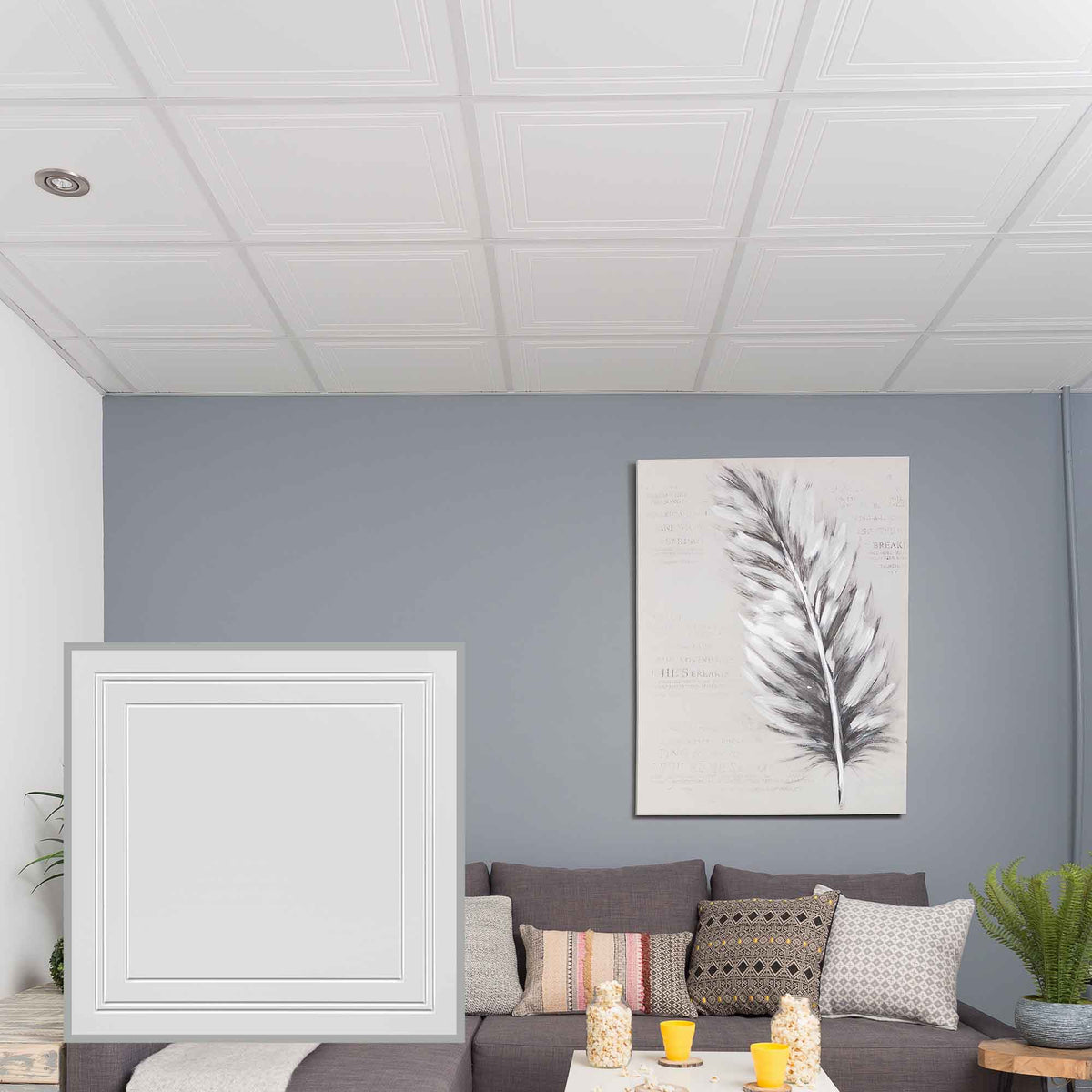 Tuile de plafond Quatro Encore en HDF, 23-3/4" x 23-3/4" x 1/4"