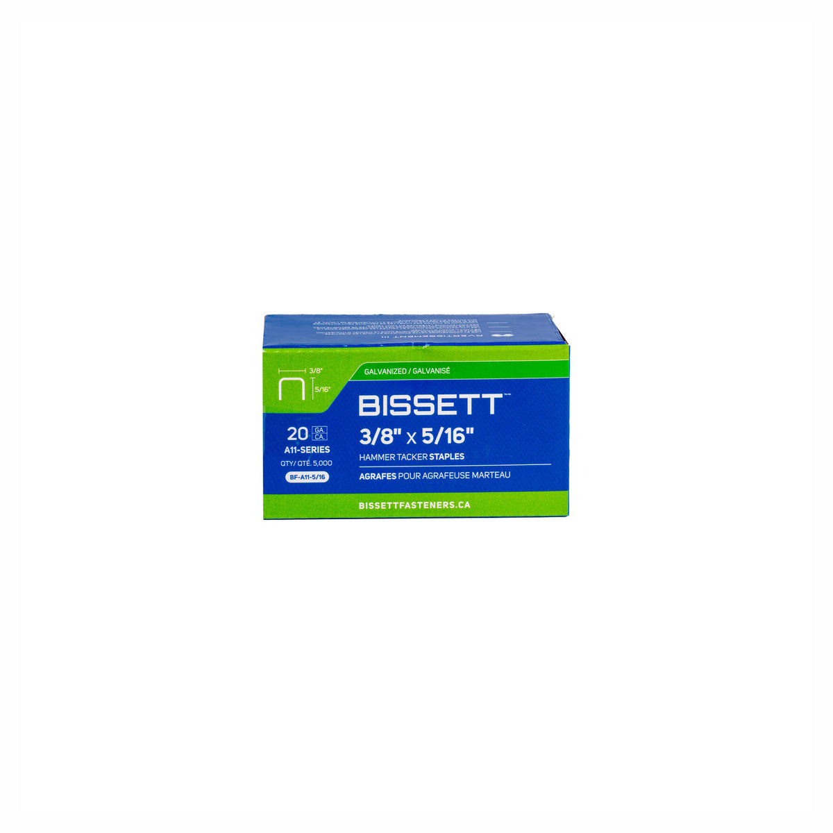 Agrafes pour agrafeuse marteau de calibre 20 en acier galvanisé, 3/8'' x 5/16'' (5 000 unités)