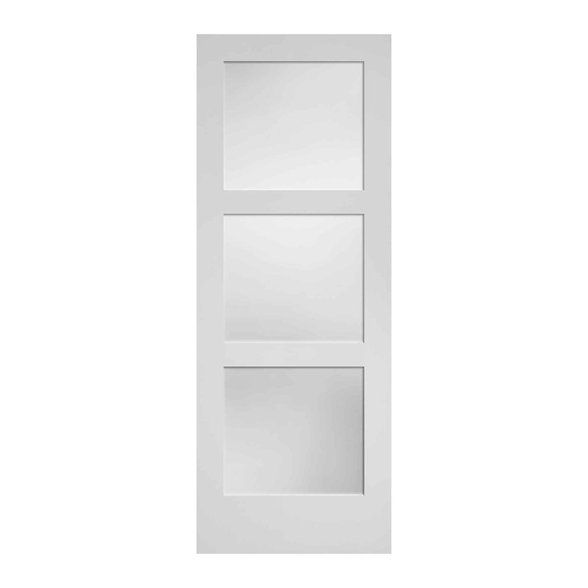 Porte Française de style Shaker à 3 verres laminés avec apprêt blanc, 30'' x 80'' 