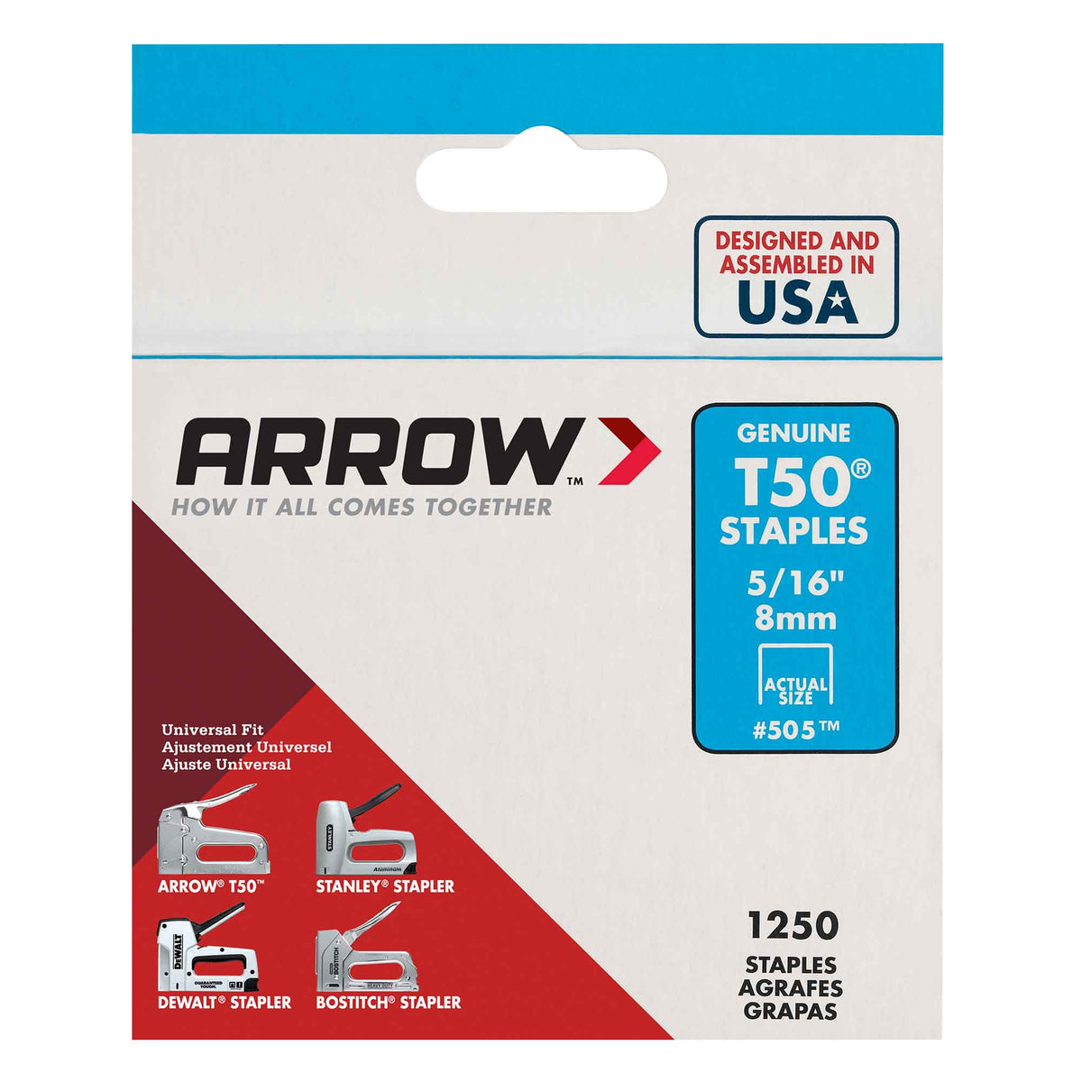Agrafe en acier pour T-50, 5/16" (1 250 unités)