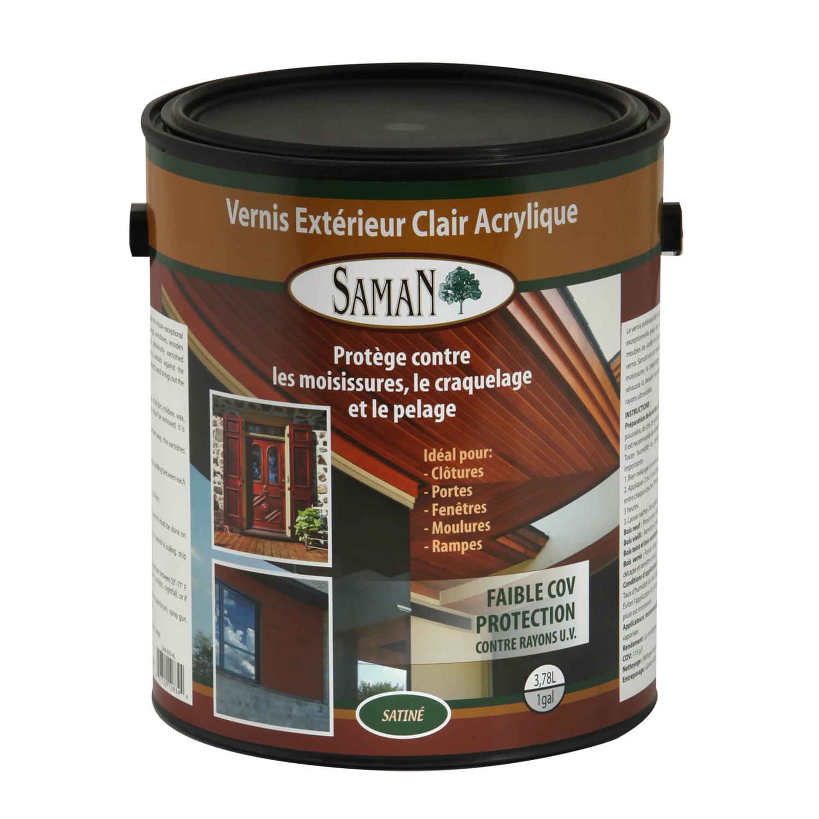 Vernis d'extérieur pour bois à l’acrylique clair satiné, 3,78 L