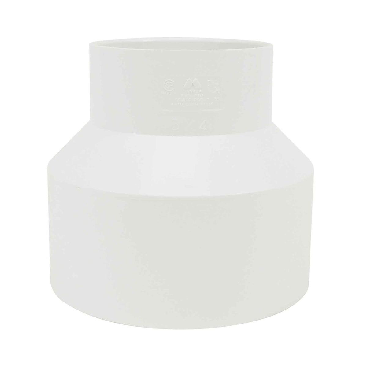 Réduction avec butoir en PVC-BDS «femelle», 4" x 3"  