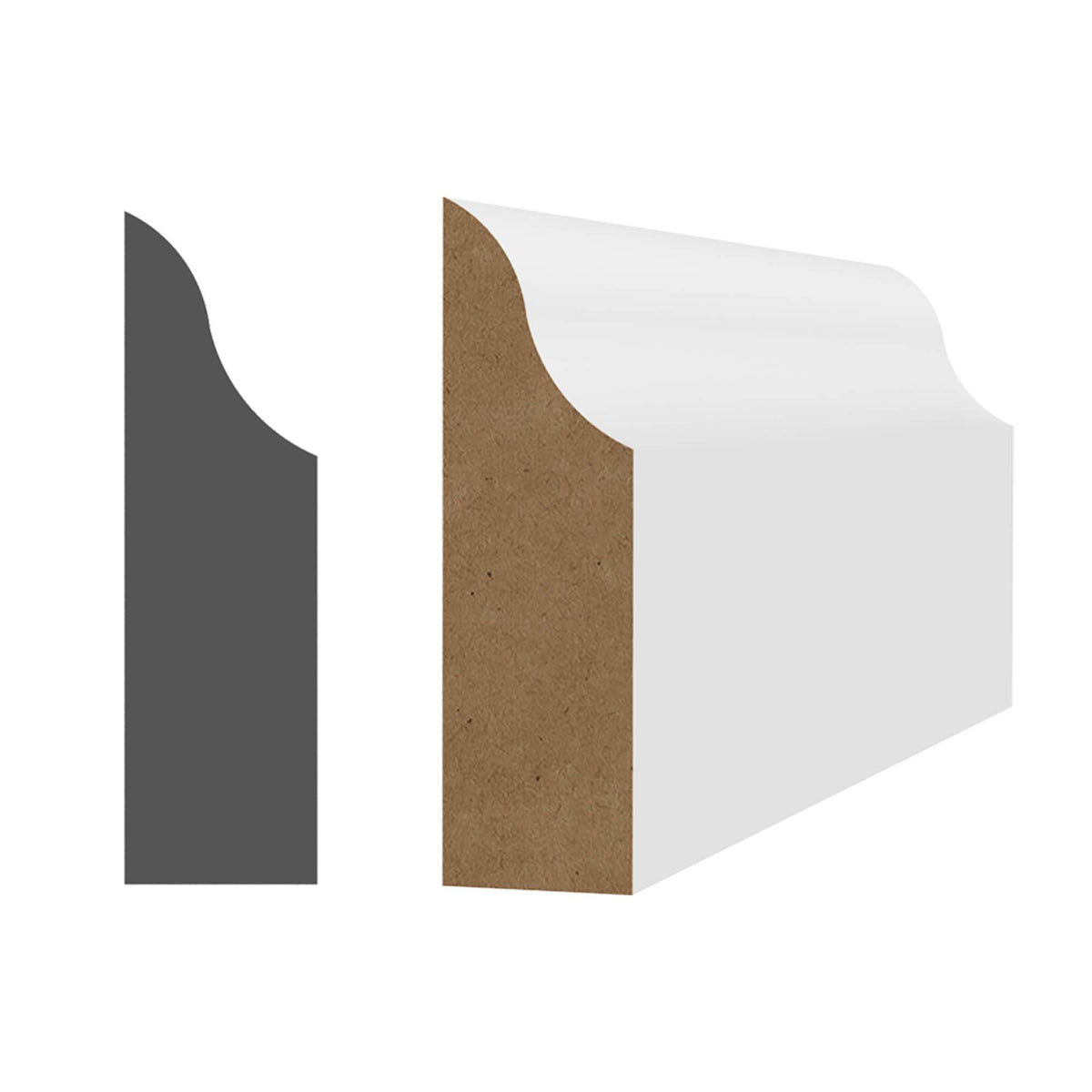 Arrêt de porte en MDF avec apprêt blanc 3/8" x 1-1/4" x 7'