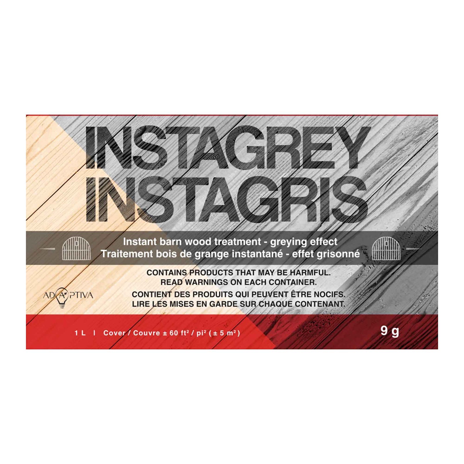 INSTAGRIS traitement pour le bois à effet de bois de grange grisonné, 9 g (rendement 1 L / 60 pi2)