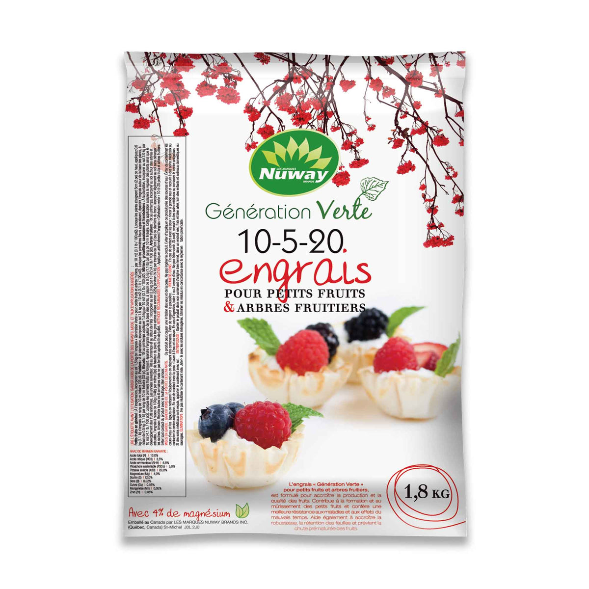 Engrais pour petits fruits et arbres fruitiers 10-5-20, 1,8 kg