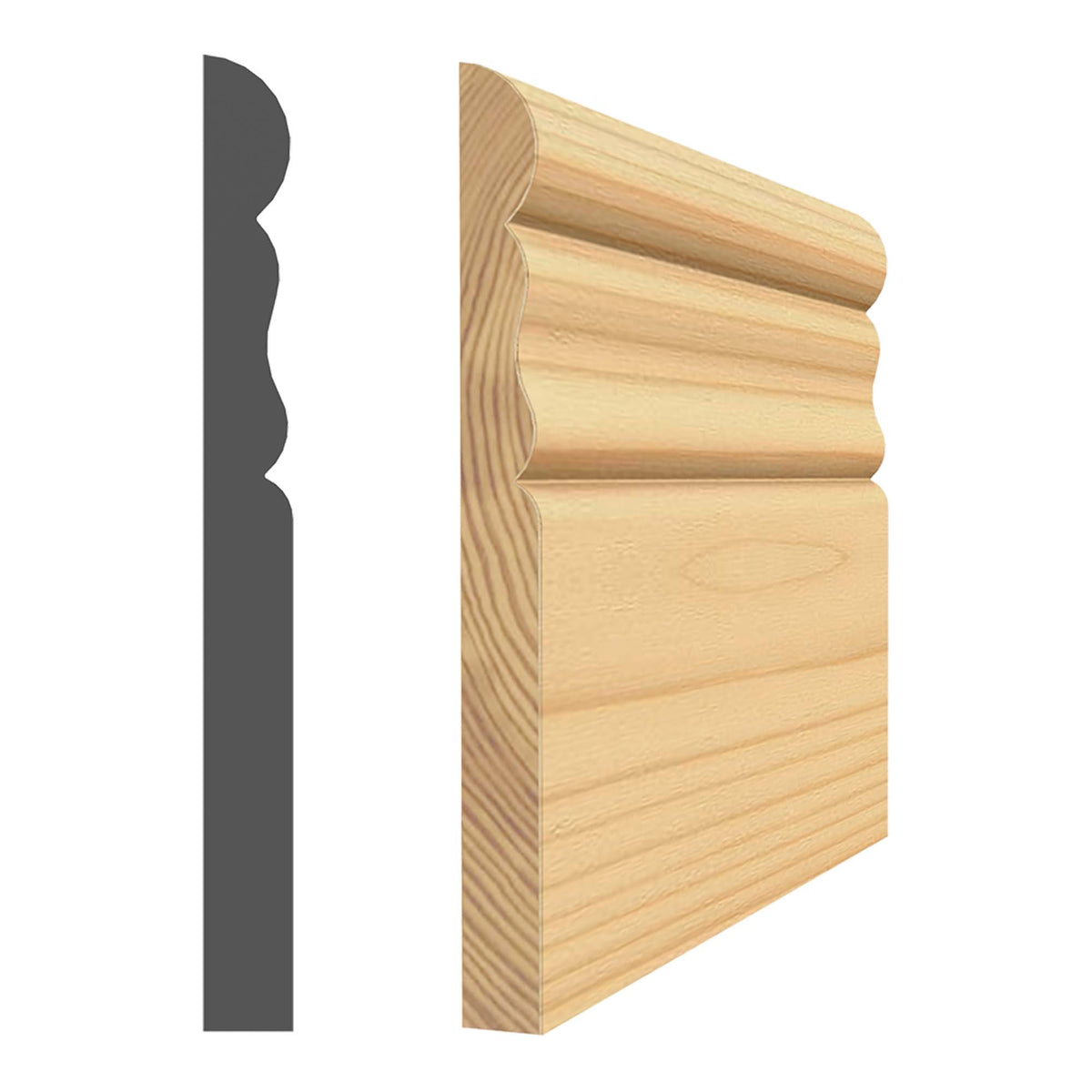 Plinthe en pin jointé 9/32'' x 3-1/8'' x 8'