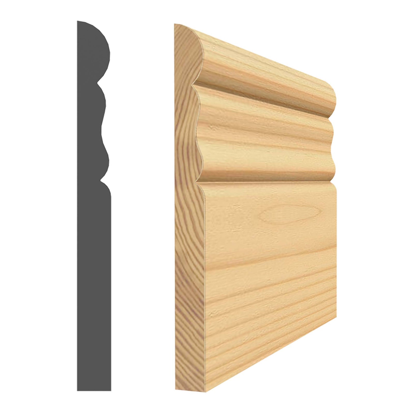 Plinthe en pin jointé 9/32'' x 3-1/8'' x 8'