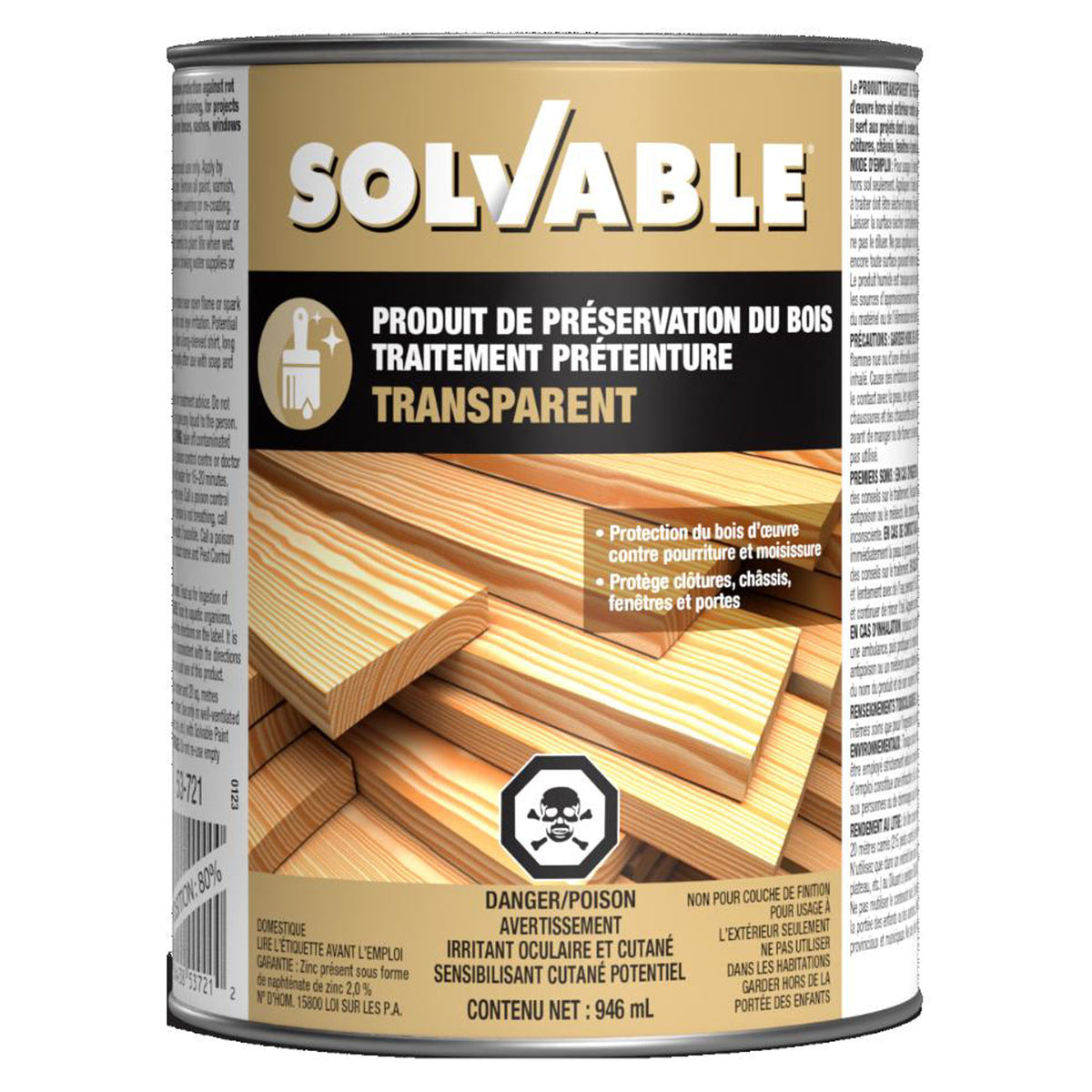 Produit de préservation du bois traitement préteinture, 946 ml (transparent)