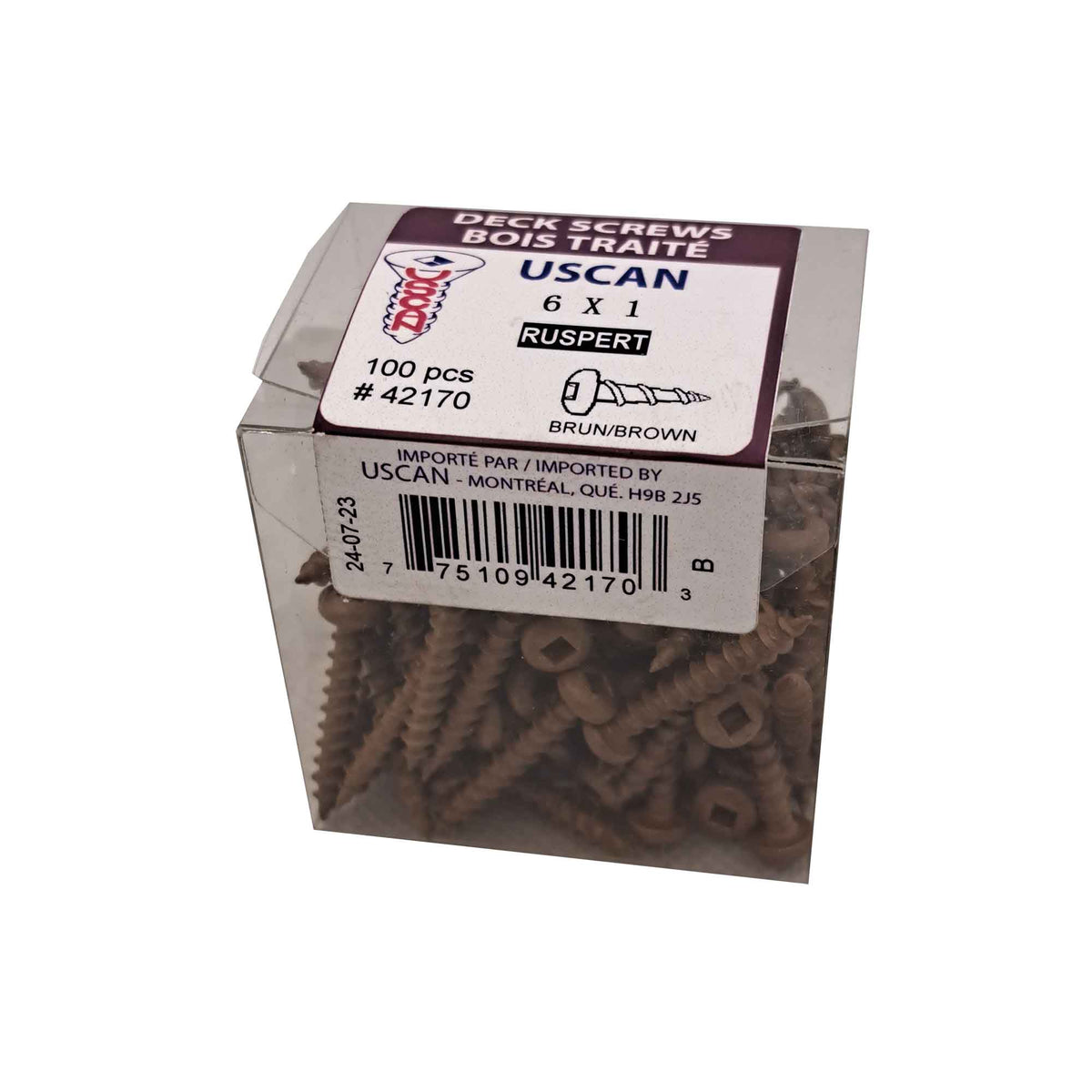 Vis à bois traité brune à tête ronde, #6 x 1" (100 unités)