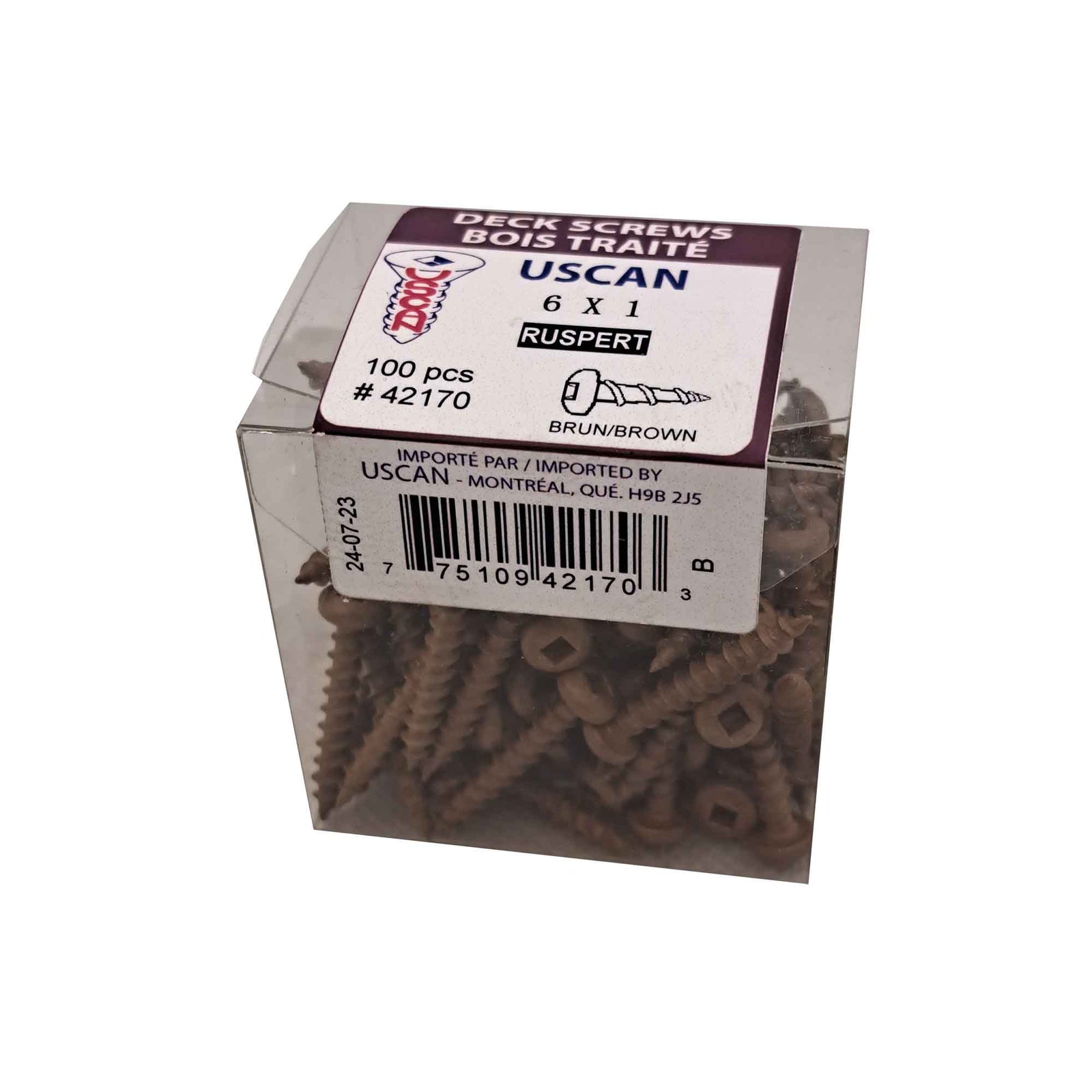 Vis à bois traité brune à tête ronde, #6 x 1" (100 unités)