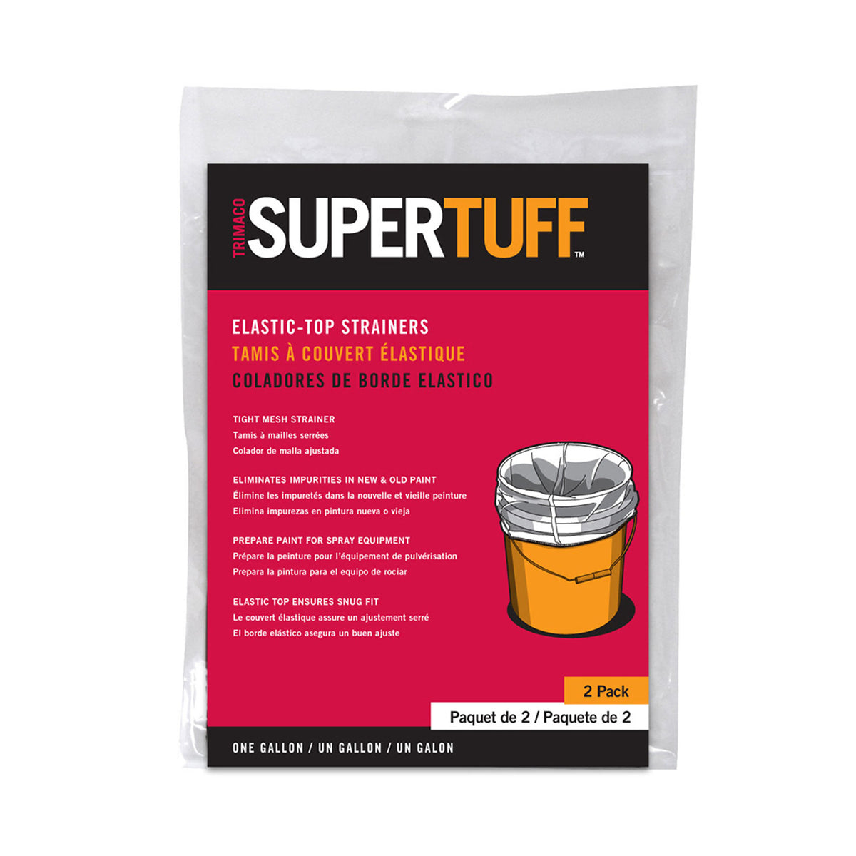 Tamis à couvert élastique pour gallon de peinture (3,78 L) SUPERTUFF, 2 unités