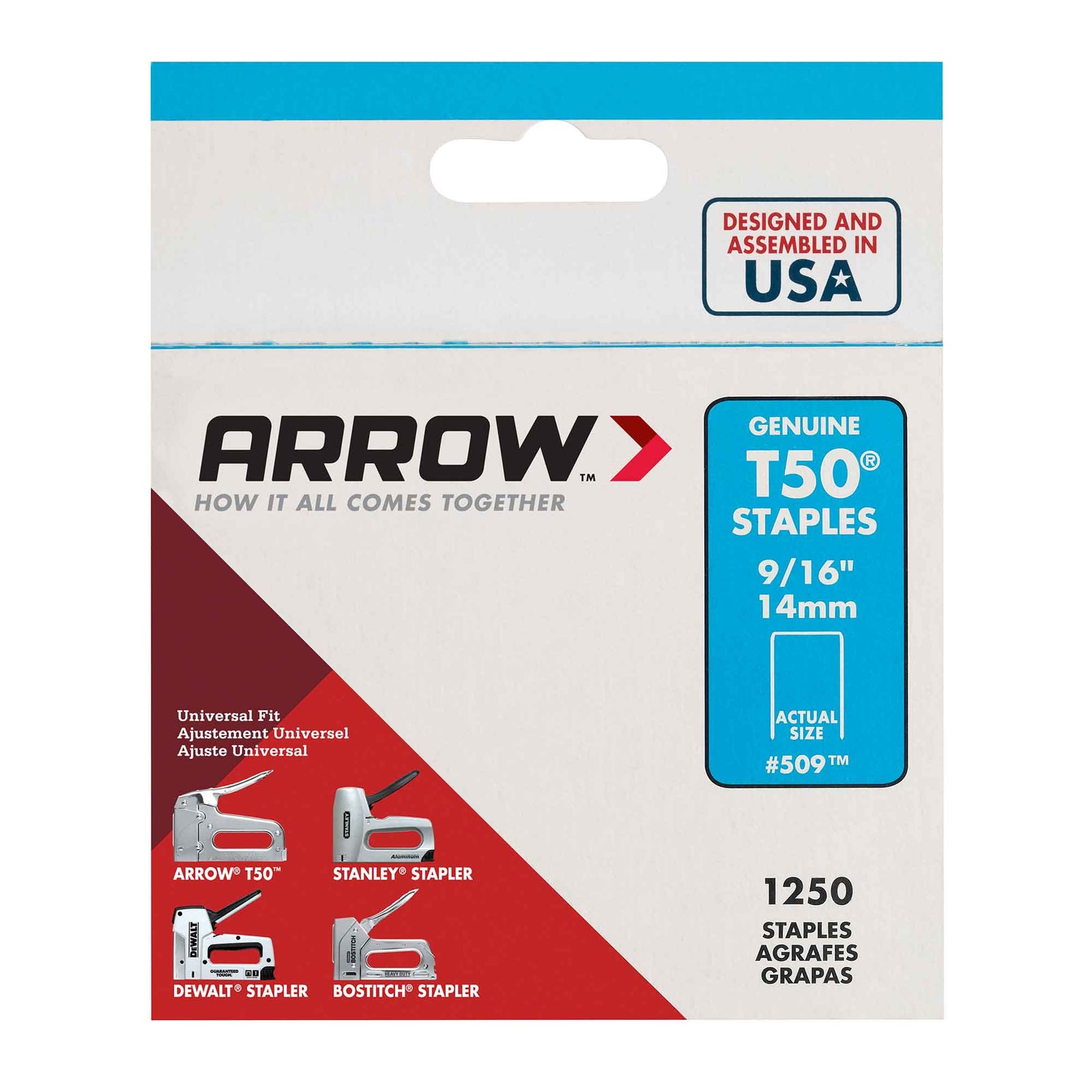 Agrafe 9/16" en acier pour T-50, 1 250 unités