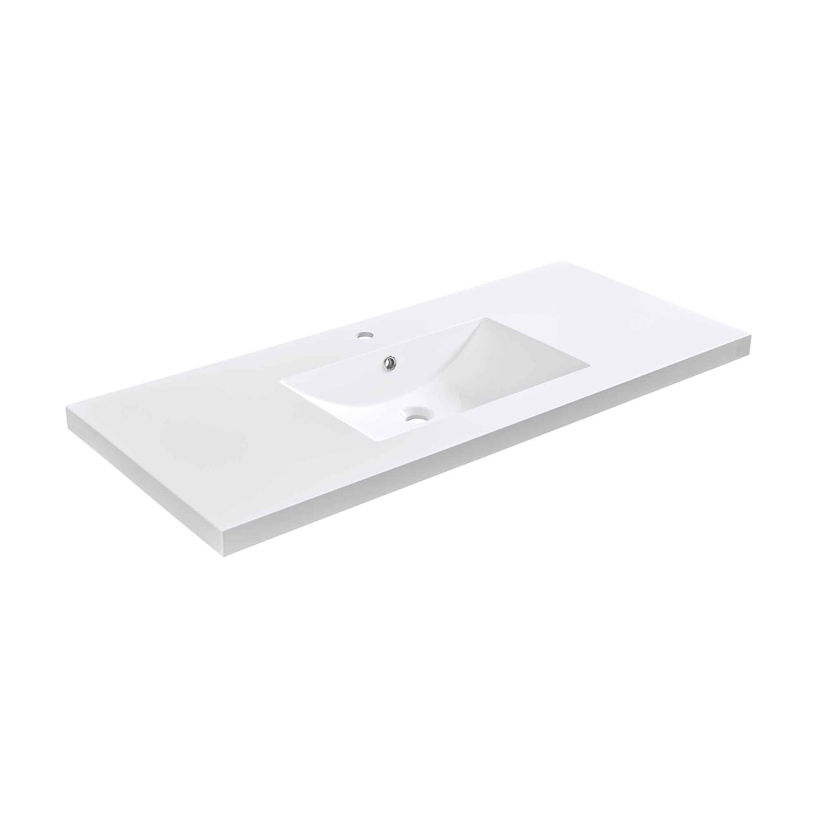 Dessus de vanité avec lavabo en pente arrondie et trop-plein, 48-1/4" x 21-1/4" x 1-3/4"