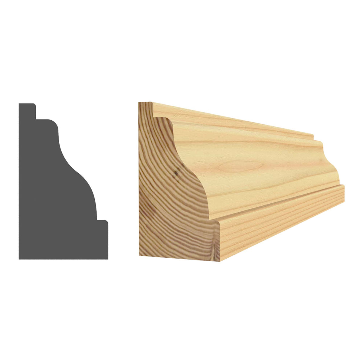 Moulure à panneau en pin jointé 1/2'' x 7/8'' x 8'