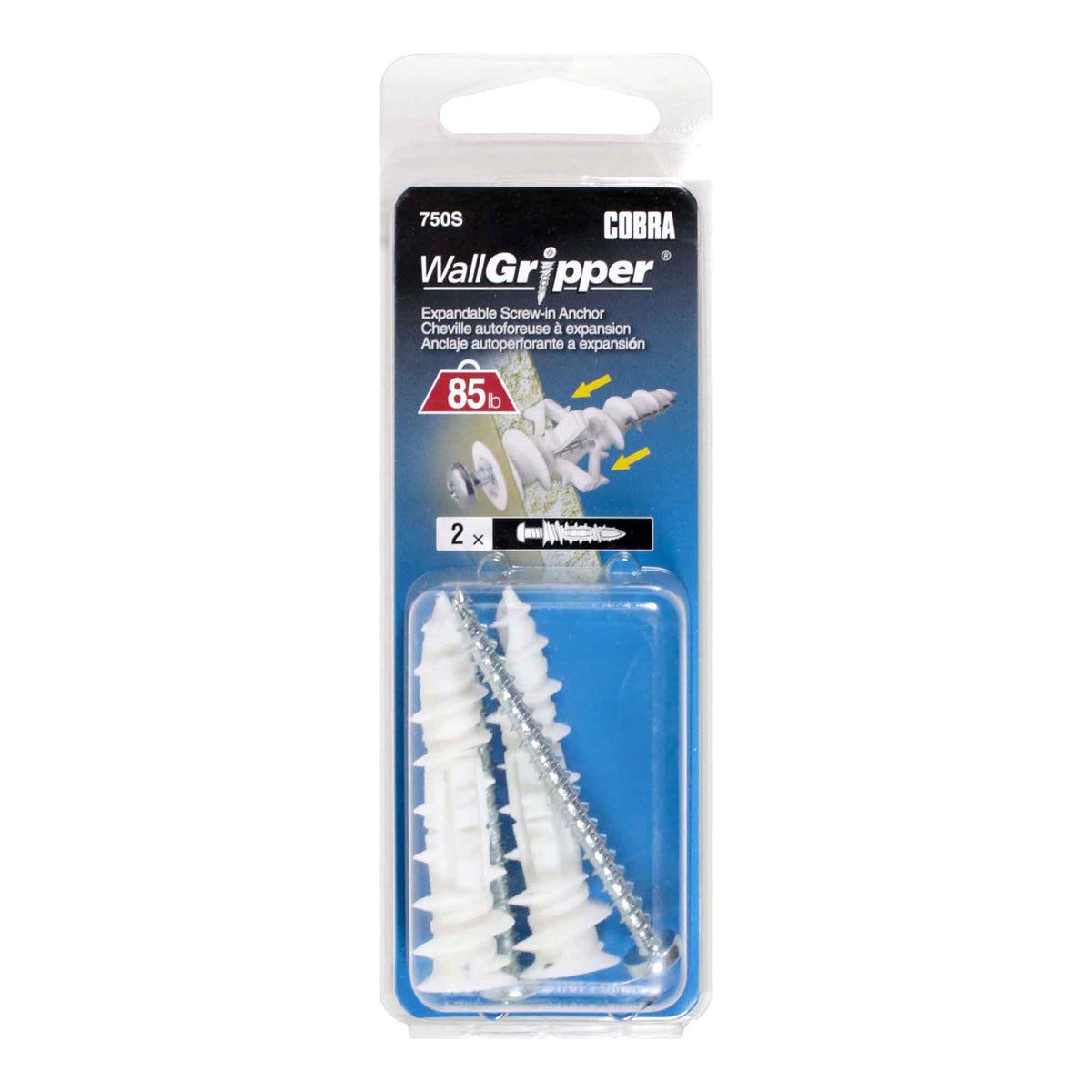 Cheville autoforeuse à expansion pour le gypse WallGripper de #8 x 2-1/4", 2 unités