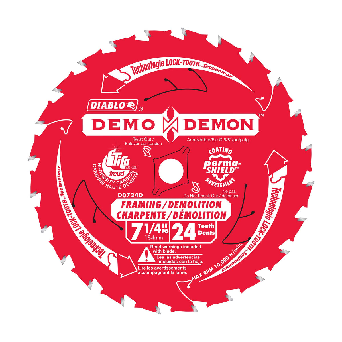 Lame circulaire Diablo de démolition de 7-1/4" à 24 dents