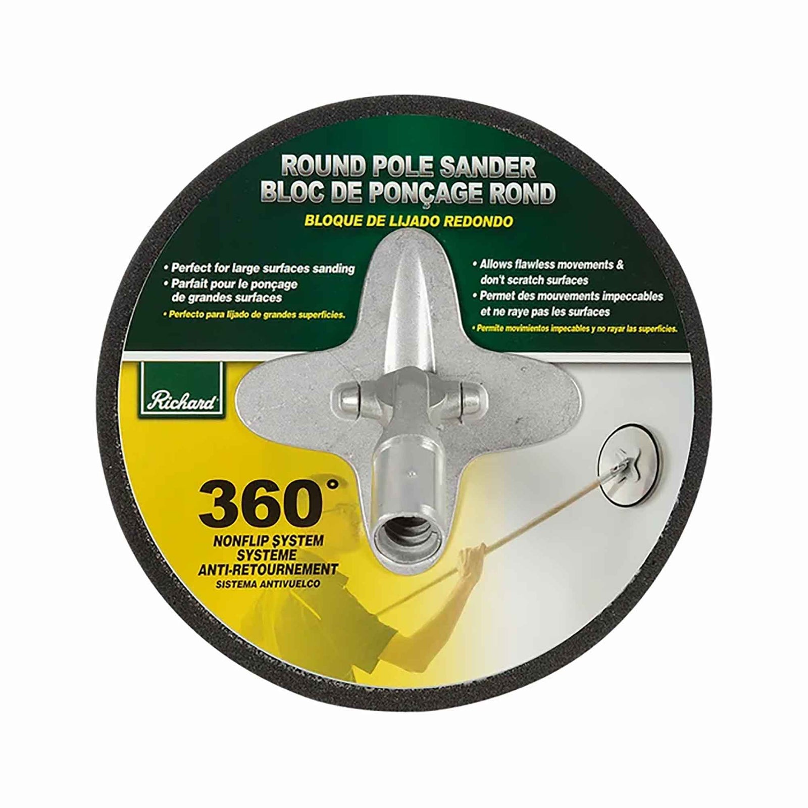 Sableur rond pour pôle avec attache velcro, 9''