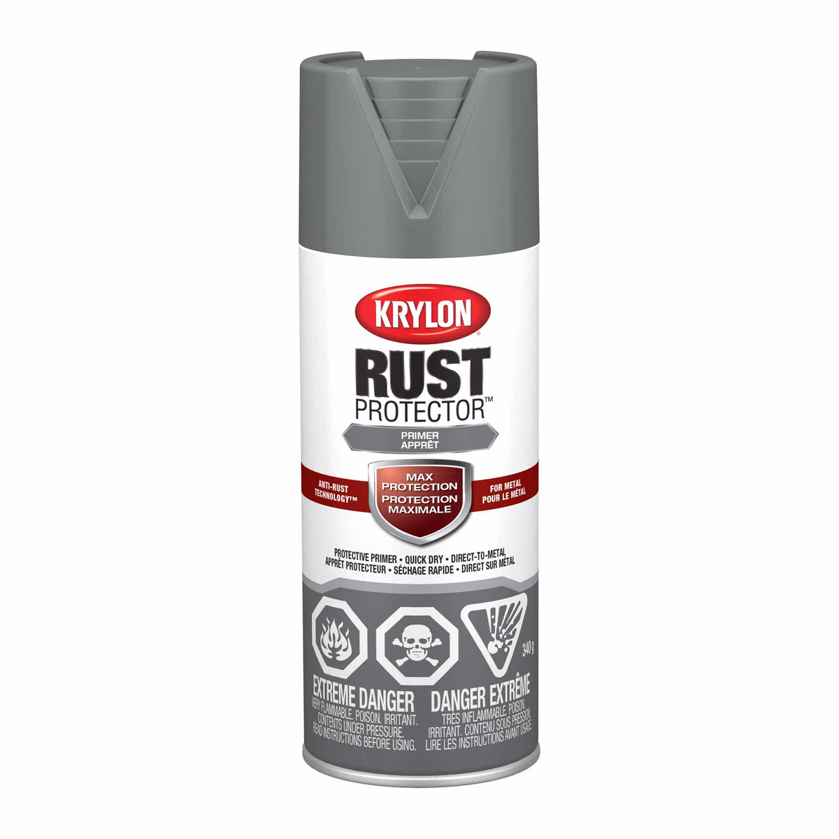 Krylon Rust Protector aérosol émail apprêt gris, 340 g
